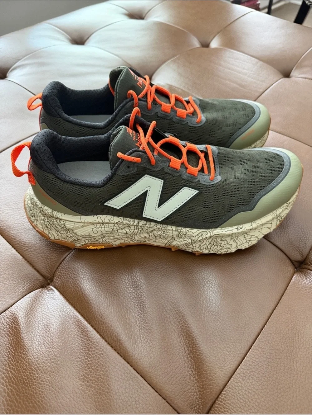 New Balance Fresh Foam X Hierro Trail Running Shoes Gray Orange Vibram 12 EUC